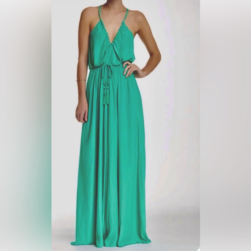 Calypso St.Barth halter maxi dress in turquoise silk. Excellent condition- XS